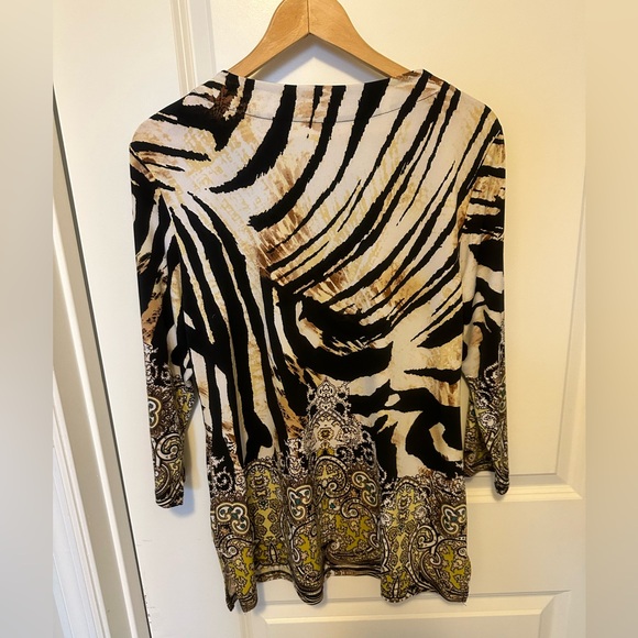 JM collection from Macy’s tunic. Zebra print w beading detail. Medium - Picture 2 of 5